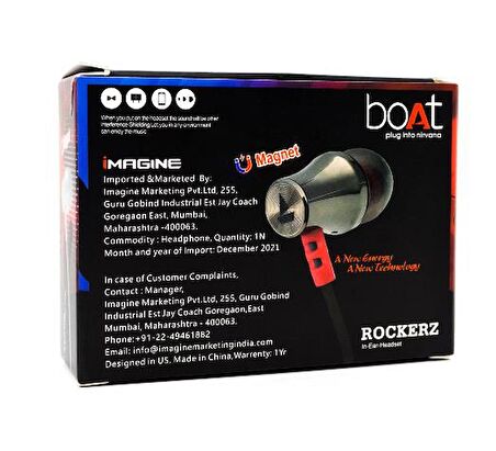 Global Boat Rockerz İn Ear Headset 3.5mm Mikrofonlu Kulakiçi Kablolu Kulaklık