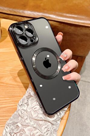 Apple iPhone 12 Pro Kılıf Magsafe Köşeleri Renkli Lüx Şeffaf Kamera Korumalı Silikon