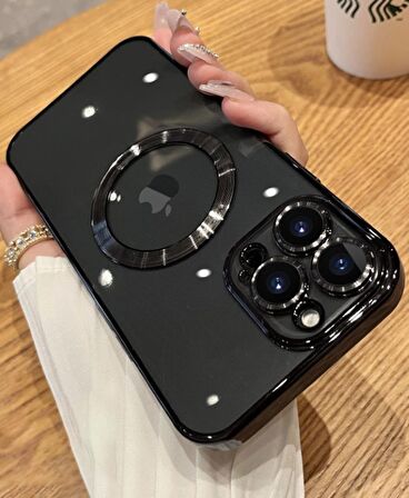 Apple iPhone 12 Pro Kılıf Magsafe Köşeleri Renkli Lüx Şeffaf Kamera Korumalı Silikon