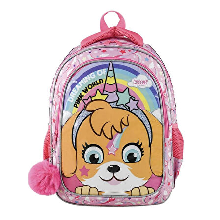 Muggle 2 Bölmeli Pink World Okul  Çantası + Termoslu Beslenme Çantası
