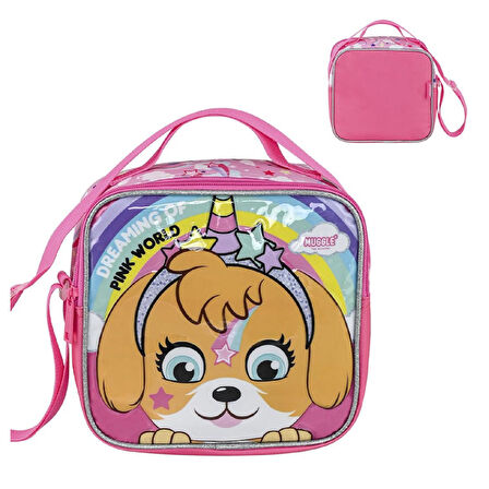 Muggle 2 Bölmeli Pink World Okul  Çantası + Termoslu Beslenme Çantası