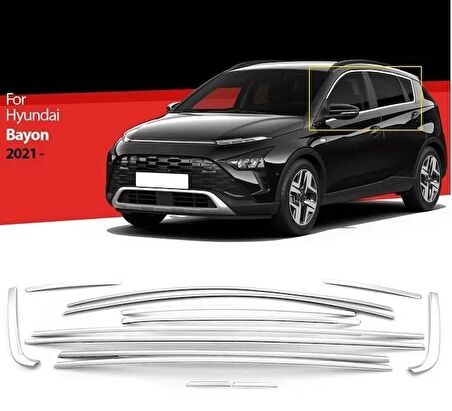 Hyundai bayon cam çerçevesi kenar çıtası krom tamtur