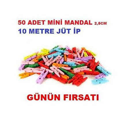 İp Hediyeli Renkli Mini Mandal Fotoğraf Süsleme Mandalı VİDEOLU