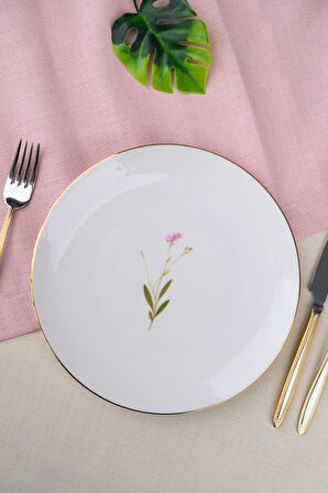 Tabak Evi Porselen Natura Çuha Altın Yaldız Pasta Tabağı 20,50cm Tekli