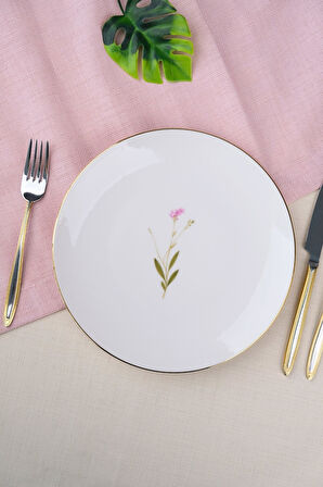 Tabak Evi Porselen Natura Çuha Altın Yaldız Pasta Tabağı 20,50cm Tekli