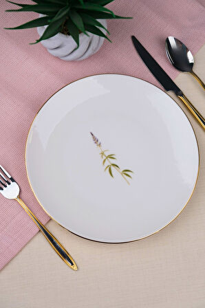 Tabak Evi Porselen Natura Salkım Altın Yaldız Pasta Tabağı 20,50cm Tekli