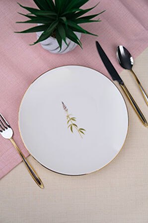 Tabak Evi Porselen Natura Salkım Altın Yaldız Pasta Tabağı 20,50cm Tekli