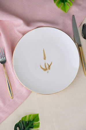 Tabak Evi Porselen Natura Marinum Altın Yaldız Pasta Tabağı 20,50cm Tekli