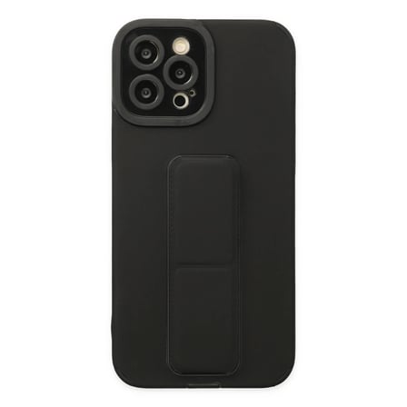Apple iPhone 12 Pro Max Kılıf Mega Standlı Silikon - Siyah