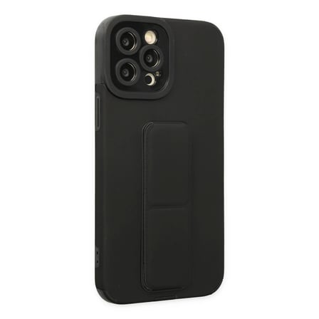 Apple iPhone 12 Pro Max Kılıf Mega Standlı Silikon - Siyah