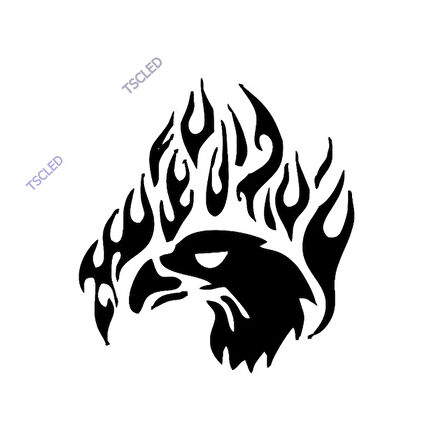 Ateş Efekli Kartal kuş sticker 15cm