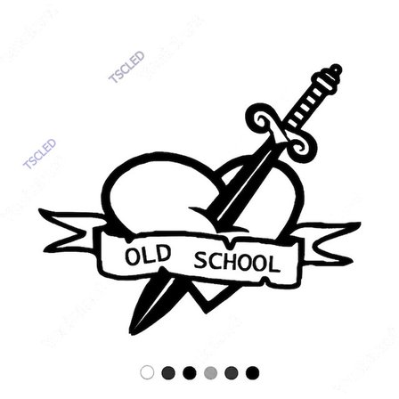 Kalp ve Kılıç Old School Etiket Sticker Yapıştırma 18cm