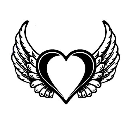 Kanatlı Kalp İçi Boş Sticker Etiket Yapıştırma 15cm