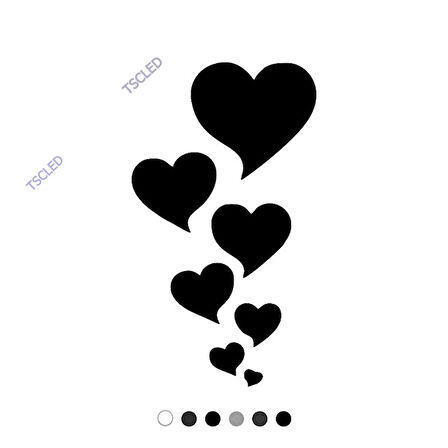 Küçükten Büyüğe Sıralanmış Kalp Sticker Yapıştırma 15cm