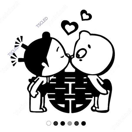 Öpüşen Çocuklar Kalp Sticker 17cm