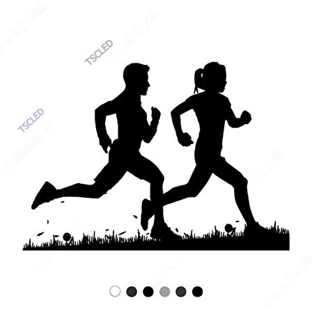 Spor Yapan Dağda Koşan Kadın Erkek Sticker 15cm