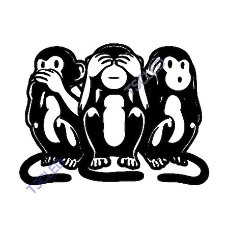 Üç Maymun Görmeyen Duymayan Bilmiyorum Sticker 15cm