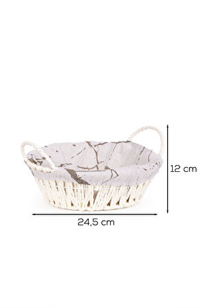 Porsima Mio-020 Hasır Görünümlü Kulplu Yuvarlak Ekmek Sepeti Beyaz 24,5cm