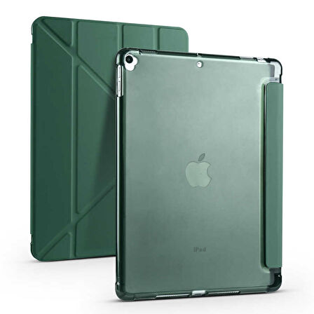 Apple iPad 10.2 (8.Nesil) Kılıf Zore Tri Folding Smart With Pen Standlı Kalemlikli Kapaklı Kılıf