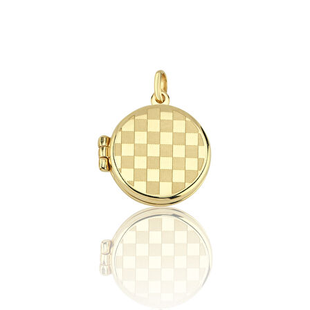 Damalı Yuvarlak Kapaklı Kolye Ucu