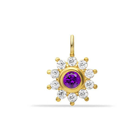 Mor Taşlı Çiçek Charm