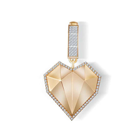 3D Taşlı Kalp Charm