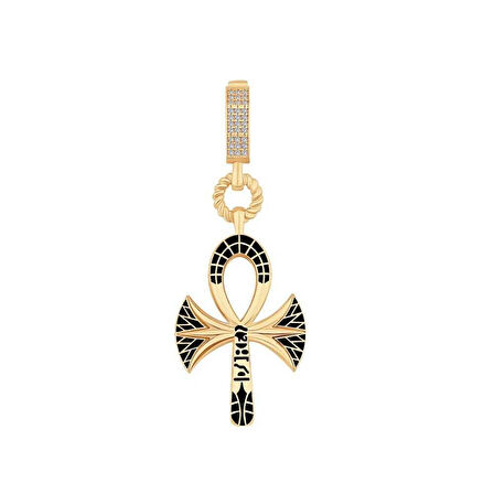 Siyah Mineli Ankh Charm
