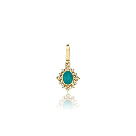 Oval Mavi Mineli Charm