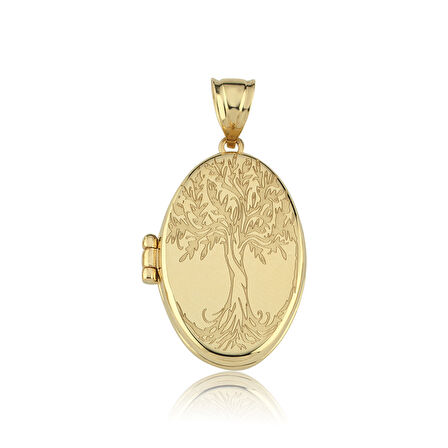 Hayat Ağacı Oval Kapaklı Kolye Ucu