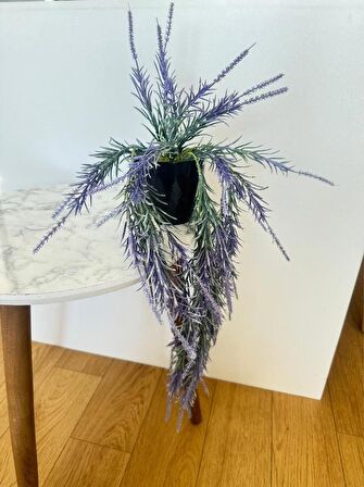 Yapay Çiçek Saksıda Sarkan Mor Lavanta Çiçeği