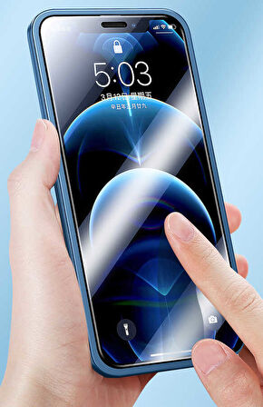 iPhone 12 Kılıf 360 Tam Koruma Lüx Led Kapak