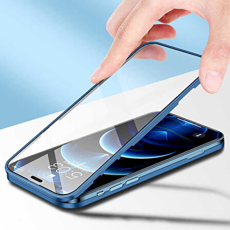 iPhone 12 Kılıf 360 Tam Koruma Lüx Led Kapak