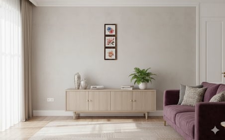 BSD Dekoratif 3’lü Çiçek Buketi Temalı Ahşap Tablo - Floral Tasarım Modern Duvar Dekoru