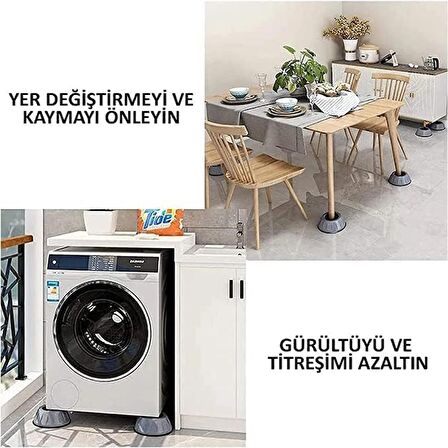 Çamaşır Makinesi Titreşim Önleyici Kaydırmaz Kauçuk Vakumlu Stoper Set 4 Adet