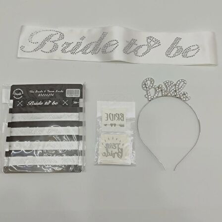 Gümüş Renkli Bride To Be Parti Seti