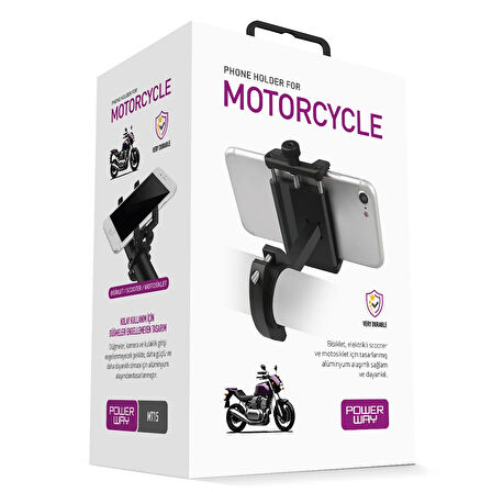 Powerway Mt15 Motorsiklet Telefon Tutucu Motosiklet Telefon Tutacağı Scooter Gidon Uyumlu Alüminyum