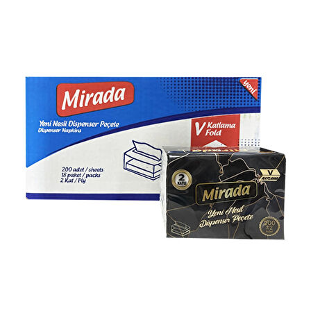 Mirada V Katlı Tek Çek Dispenser Peçete (18 Paket X 200 Yaprak)