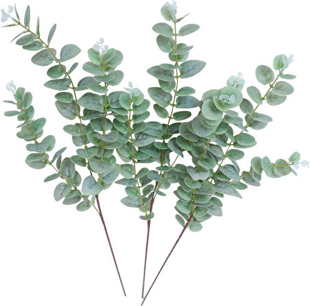 Yapay Çiçek Yeşil Okaliptus 90cm 5Dallı Uzun Dal Eucalyptus