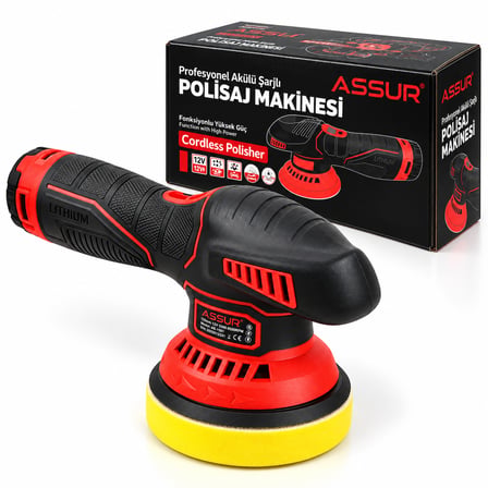 ASSUR AS-1501 Profesyonel 12V 125 mm Akülü Şarjlı Polisaj Makinesi – Oto Pasta Cila ve Parlatma Makinesi