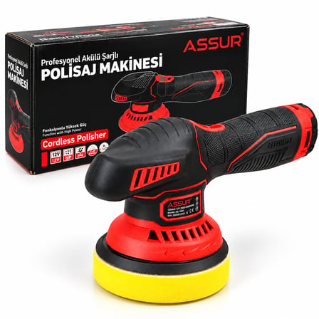ASSUR AS-1501 Profesyonel 12V 125 mm Akülü Şarjlı Polisaj Makinesi – Oto Pasta Cila ve Parlatma Makinesi