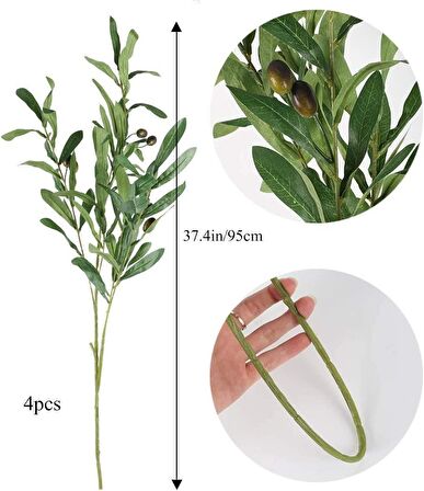Yapay Zeytin Dalı 4 Adet Uzun Dallı 90cm 6 Meyveli