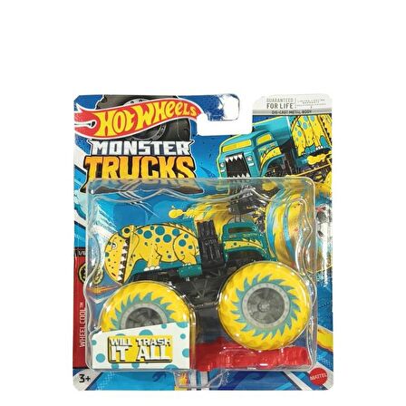 HOT WHEELS MONSTER TRUCKS 1:64 SCALE WILL TRASH IT ALL NEW PACKAGING-HNW20