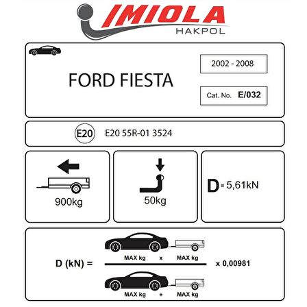 Hakpol - Ford Fiesta Hatchback 2002-2008 Çeki Demiri