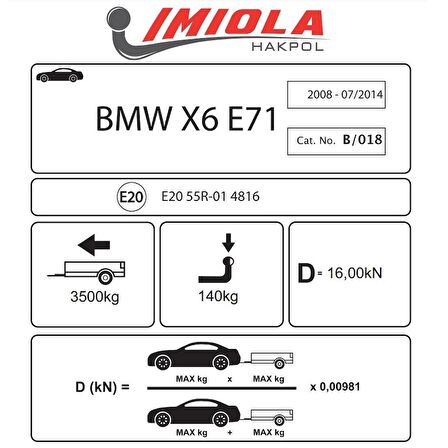 Hakpol - BMW X6 E71 2008 - 2014 Çeki Demiri