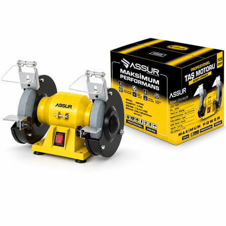 ASSUR ASR456 Profesyonel Taş Motoru 200W 125 mm Çift Taşlı Masa Tipi Bileme ve Taşlama Makinesi