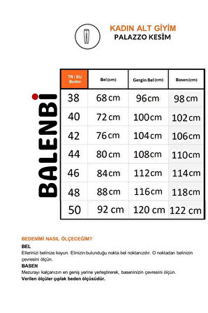 Balenbi 1003 Siyah Palazzo Yüksek Bel Likralı Dokuma Kadın Pantolon