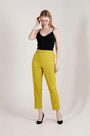 Balenbi 1005 Oliv Havuç Paça Yüksek Bel Likralı Dokuma Kadın Pantolon