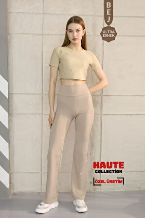 Balenbi Haute Kadın Yüksek Bel Geniş Paça Toparlayıcı Modal Tayt 1063