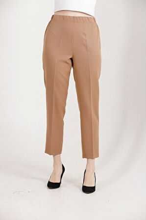 Balenbi 1004 Camel Battal Beden Havuç Paça Yüksek Bel Likralı Kadın Pantolon