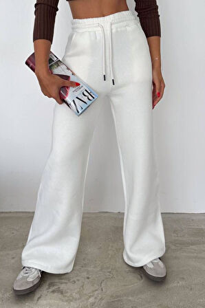 Balenbi Kadın Bol Paça Yüksek Bel Polarlı Kışlık Eşofman Altı 1086